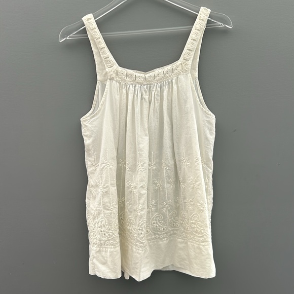 Aerie Cream Smocked Tank Top size L - Picture 3 of 4